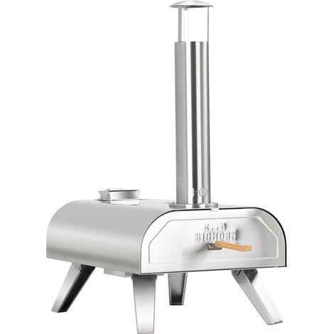 Four à pizza portable en acier inoxydable – Plaque céramique 30.4 cm – Chambre de combustion 31.6 x 30.4 cm – Poids 18.5 kg – Bighorn