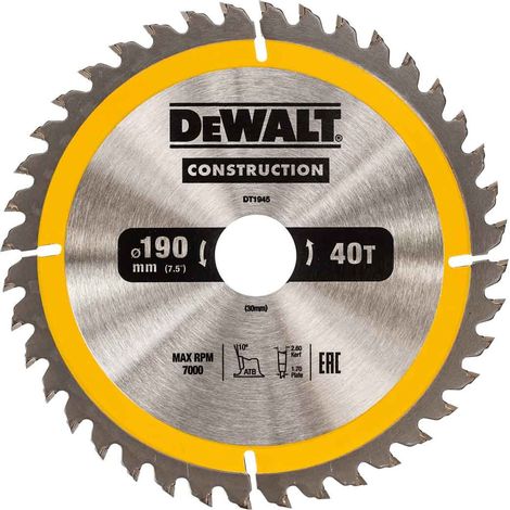 Portable Construction Circular Saw Blade 190 X 30Mm X 40T