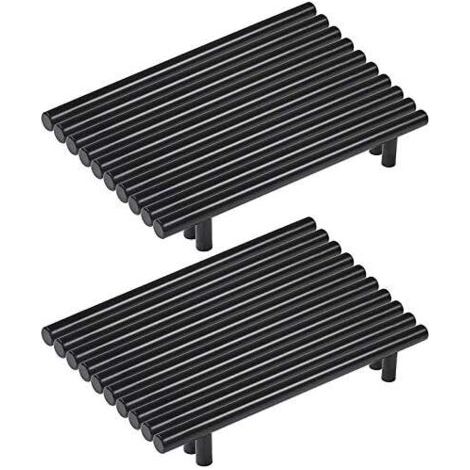 Lot de 20 poignee de meuble cuisine noir en acier inoxydable poignée meuble noir en T Bar Bâton Cuisine，Ø 12mm (Hole Centers:160mm) (1/5)