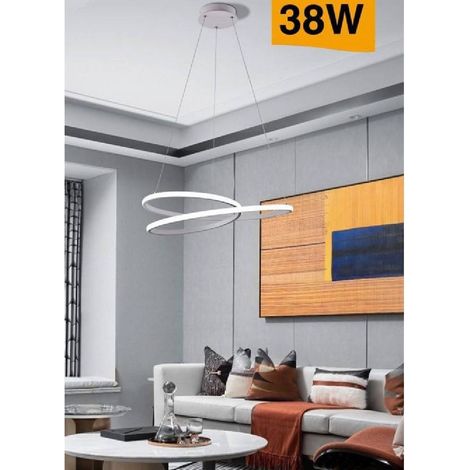 TRADE SHOP - Lampadario Moderno A Sospensione Led Striscia Continua 38w Luce 6500k 4000k B62-b - -Bianco Freddo -