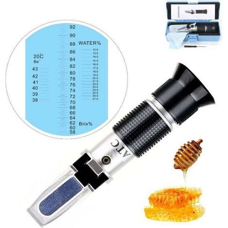 HHTEC apiculteurs Réfractomètre de Miel 58-90% brix 10-33% d'eau humides Sucre pour déterminer la teneur en Sucre de Miel Huile végétale Sirup Melasse (1/5)