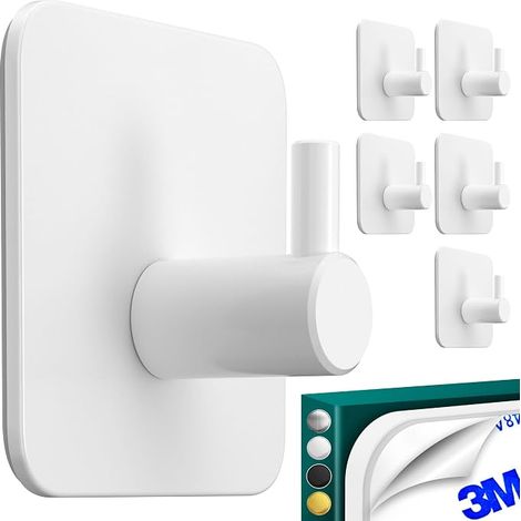 Towel Rail White Stainless Steel Hooks as Practical Towel Hooks Waterproof Hooks Ideal for Bathroom and Kitchen (1/3)