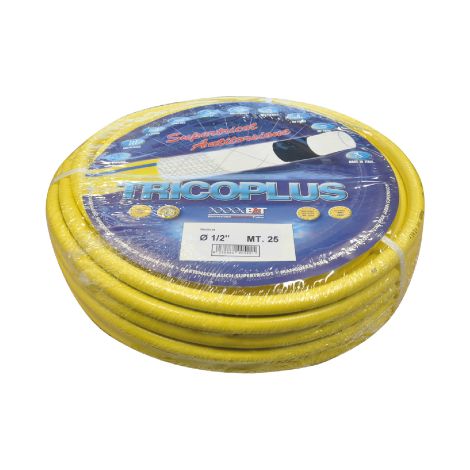 Tuyau Tricoplus jaune co-extrude' en 6 couches anti-torsion 15 m de 1/2" 13 mm pour l'irrigation du jardin