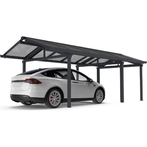 Marquesina Solar Gardiun Techno Becquerel I 340x712x277 cm Cochera  Paneles Fotovoltaicos Aluminio 30 mm  Sistema Aguas Pluviales