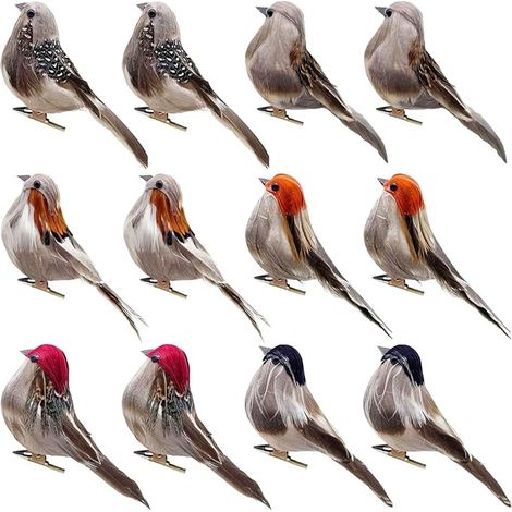 Clip sur Oiseaux Artificiels Décor Moineau Réaliste 4 Pouces Couvert Plumes Oiseaux Ornements Artisanat Arbre Noël Décoration Affichage Saisonnier (1/5)