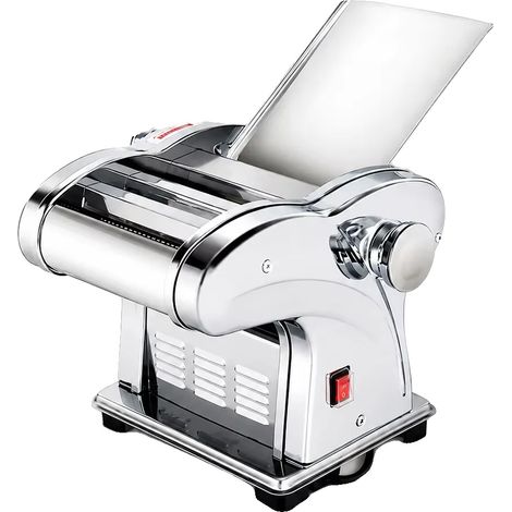 Máquina eléctrica para hacer pasta, acero inoxidable, grosor ajustable, gris claro, enchufe europeo de 220V-240V. (1/2)
