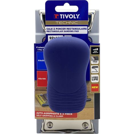 Tivoly • Blocco di levigatura rettangolare 92x185 Velcro e morsetto, ergonomico (1/3)