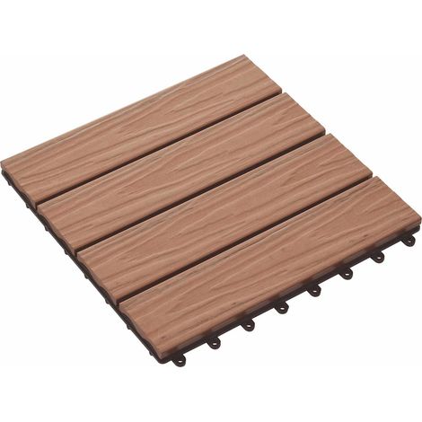 Terrassenfliese 3D-Design 11 pcs Hellbraun 30 x 30 cm WPC vidaXL