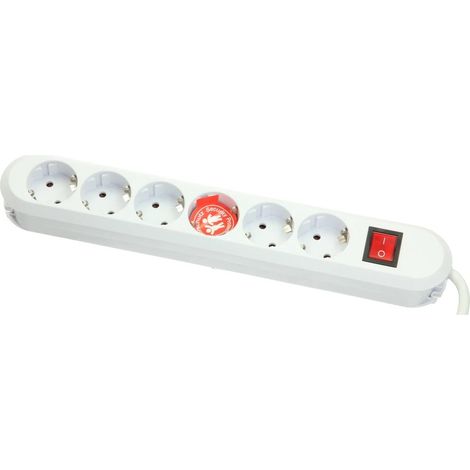 Bloc multiprise 6 prises avec interrupteur blanc 3 m de câble