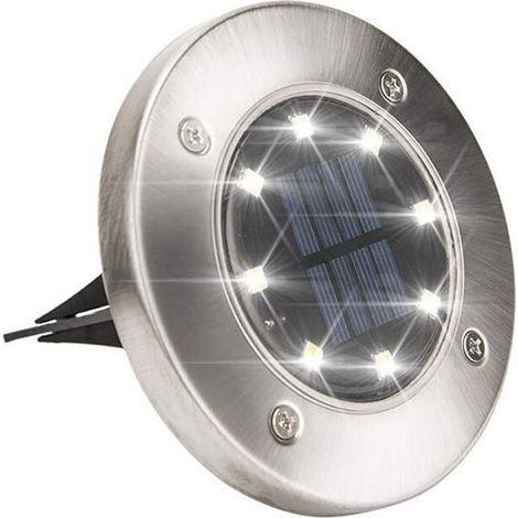 Lumière Solaire Extérieur, 8LED Luminaire Jardin Au Sol Eclairage 6000K Etanche IP65 Lampe Solaire Spot Encastrable Pour Chemin Terrasse Cour Souterraine [Classe énergétique A+++] (1/5)