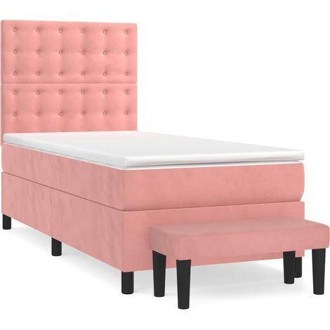 Maison Exclusive - Sommier à lattes de lit avec matelas Rose 90x190 cm Velours