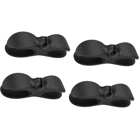 Organisateur de Câbles en Silicone Tpu 4pcs, Attaches-cordons Adhésives Noires, Résistant la Déformation, pour Chambre et Petits Appareils Ménagers (1/5)