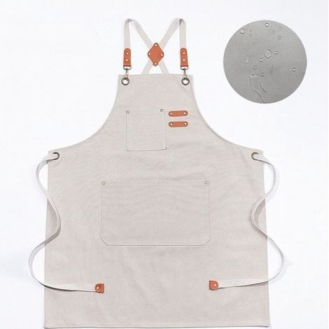 Grembiule da cucina professionale per uomo e donna, impermeabile, con 3 tasche e cinghie regolabili, ideale per ristoranti, pittura, giardinaggio e barbecue. (1/5)
