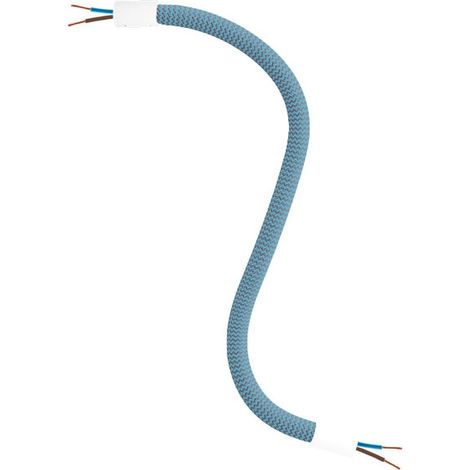 Creative-Cables Kit Creative Flex flexibles Rohr (30 cm Länge, Ø 10 mm) – Stoffummantelung RM78 Petrol und mattweiße Akzente – Mit Metallendstücken und Zubehör