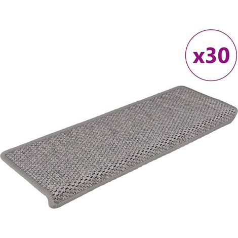 vidaXL Stufenmatten Selbstklebend Sisal-Optik 30Stk. 65x21x4cm Silbern