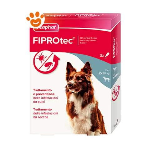 Beaphar Dog Fiprotec Spot-On Taglia Media 10-20 Kg - Beaphar Dog Fiprotec Spot-On Taglia Media 10-20 Kg - Confezione Da 3 Pipette