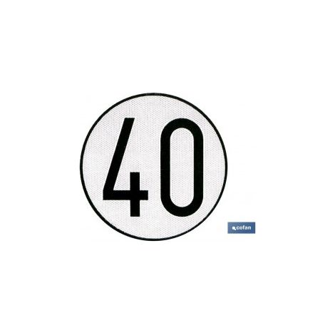Zugelassenes Geschwindigkeitsschild V-4 40 km/h, Durchmesser 200 mm, für Sonderfahrzeuge.