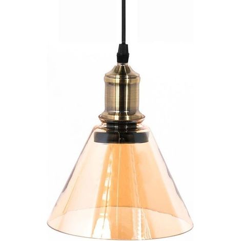 Suspension Verre Fumé en Entonnoir pour Ampoule E27 - Ambré - SILUMEN (1/5)