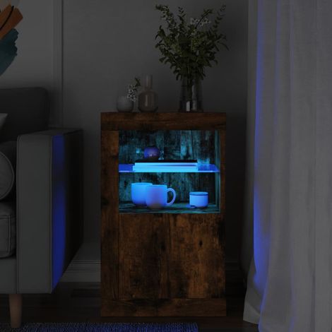 Aparador con luces LED madera de ingeniería roble ahumado vidaXL (1/5)