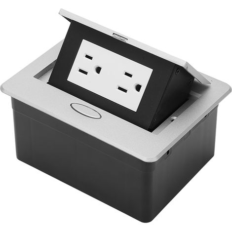 Boîte de raccordement encastrable pour bureau avec 2 prises américaines 110-240V, bloc de prises intégré pour plan de travail (1/5)