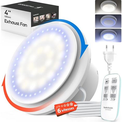 Air Extractor 100 mm Ventilation Speed Wind Directions Light Effects Silent Air Extractor Fan Remote Control VMC Aerator Bathroom Attic Garage (1/5)