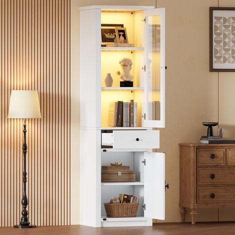 Armario vitrina con cajón y LED 55x40x200 cm OKMYHOME (1/5)