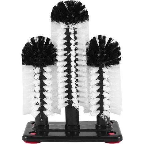 Laveur De Verre 3 Brosse Brosses À Laver En Avec Base D'Aspiration Nettoyant Bar Pour Bar, Cuisines, Verres Vin Rouge, Tasse (1/4)