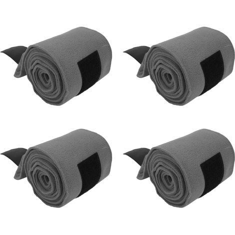 Lot de 4 bandages adhésifs double face en polaire pour jambes de cheval, pour l'entraînement et l'exercice - Gris (1/5)