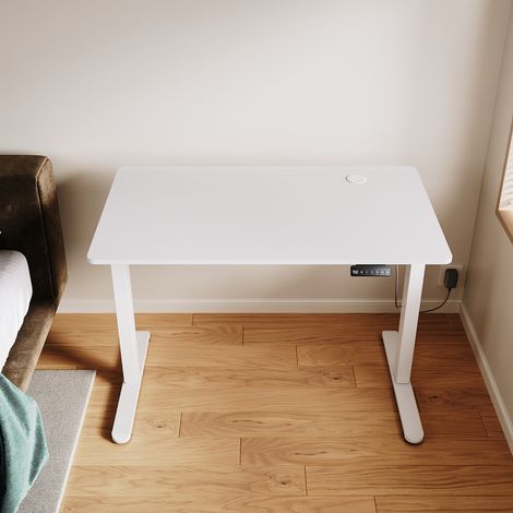 ELEGANT Standing Desk 120 x 60cm, Sit-Stand Convertible, Electric Height Adjustment 70-115cm, White
