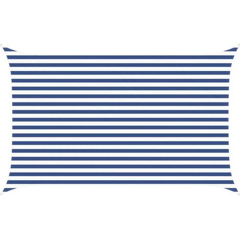 Voile d'ombrage bleue et blanche, 4 x 2,5 mètres, 100% polyester Oxford. (1/5)