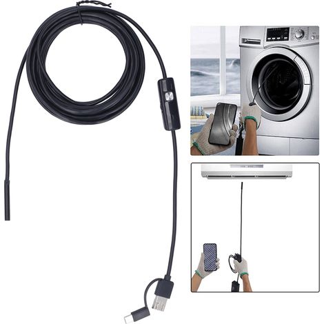 3-in-1-Endoskop für Mobiltelefon/Computer, 5 m starres Kabel, Typ-C-Anschluss, für Kfz-Klimaanlagenkanäle (1/5)