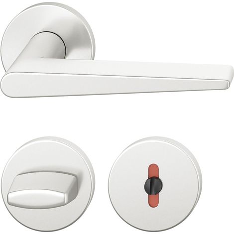 FSB Drückergarnitur 12 1005 ASL auf Rosette WC DIN, Aluminium silber eloxiert
