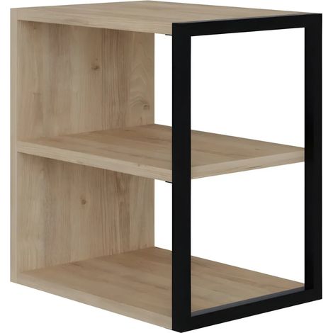 Tavolino Echo con ripiano e dettaglio frontale nero colore rovere (1/5)
