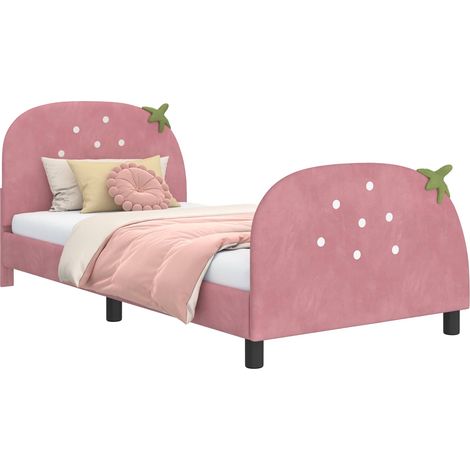 Children's Bed Frame with Headboard Pink 90 x 200 cm Velvet vidaXL