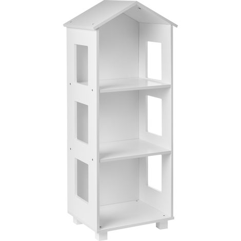 Estantería infantil de 3 niveles para habitación infantil MDF con parte superior tipo tejado blanco Glenorie