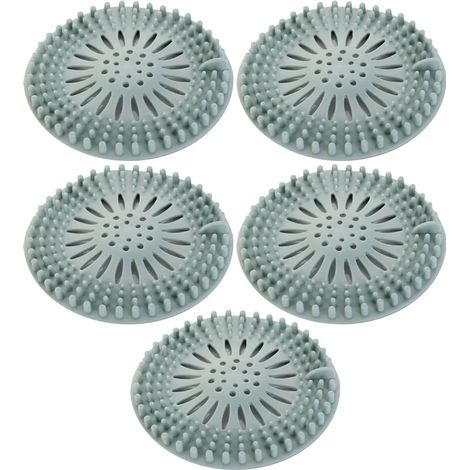 Tapón de silicona de 5 piezas para desagüe de ducha, fregadero y baño, bañera y cocina, color azul.
