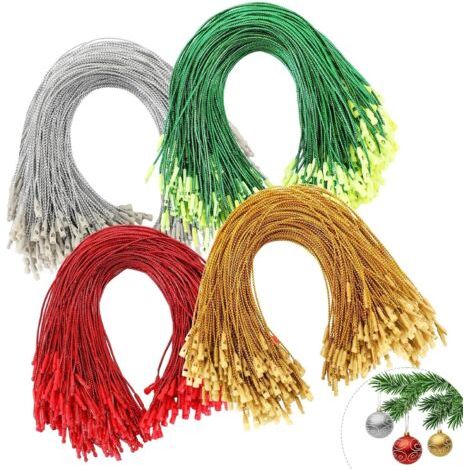 Weihnachtskugelschnüre, 400 Stück Weihnachtsdekorationsaufhänger, Schnappverschlussschnüre, Weihnachtskugelhaken, Aufhängedrähte für festliche Ornamente (1/5)