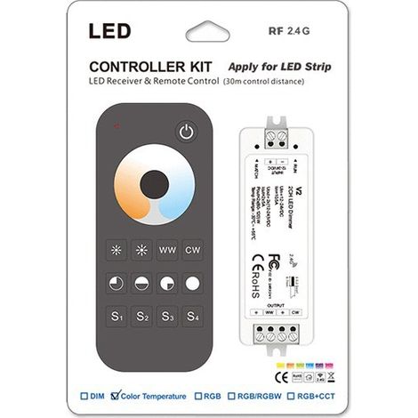Contrôleur de température de couleur RF 12-24 VCC, 2 canaux  5 A, kit V2+RT2