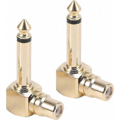 Lot de 2 adaptateurs audio coudés RCA femelle vers jack mono mâle 6,35 mm (1/5)