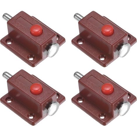 Four automatic plastic push-button latches, automatic spring-loaded door lock [brown] (1/5)
