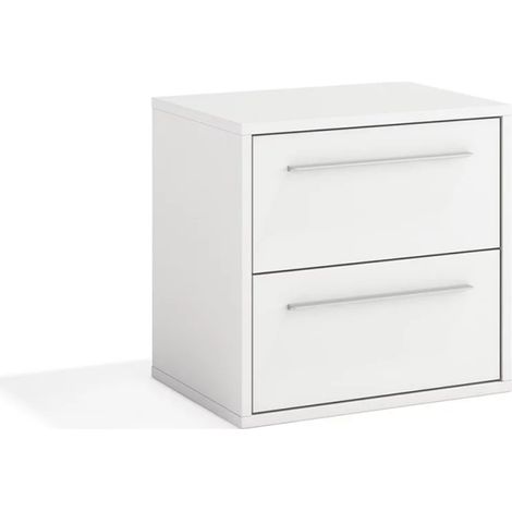 Mesita de noche 2 cajones Zeus acabado blanco, 43cm(alto) 45cm(ancho) 33cm(fondo) (1/2)