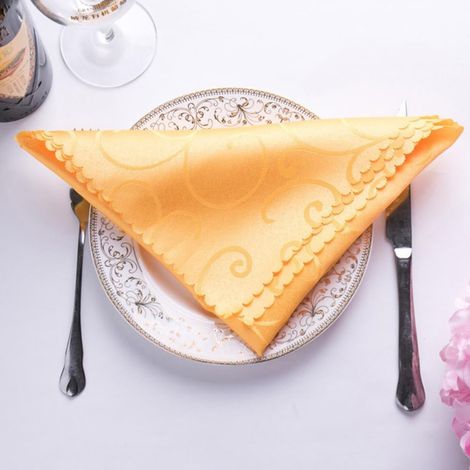Lot de 6 serviettes en tissu jacquard, 48 x 48 cm, motif damassé, serviettes en tissu doux, lavables, réutilisables, pour dîners de famille, mariages, fêtes, restaurant, doré (1/5)
