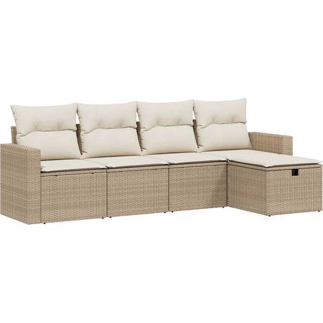 Set Divano da Giardino 5 pz con Cuscini Beige in Polyrattan vidaXL (1/4)