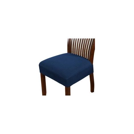 Housses de siège de chaise extensibles en spandex pour salle à manger et cuisine - Lot de 6, coloris tourterelle et marine (1/5)