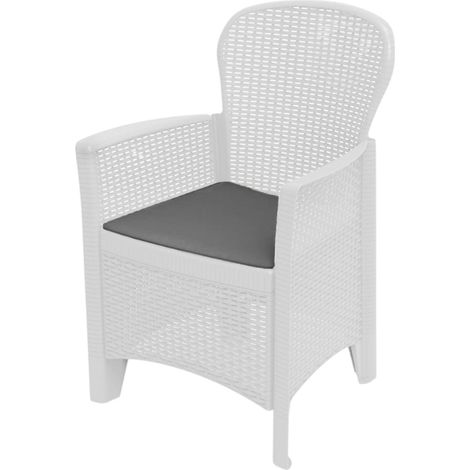 Dmora – Fauteuil de jardin effet rotin 60x58h89 cm – Structure en polypropylène résistante – Imperméable et déperlant – 100% Made in Italy