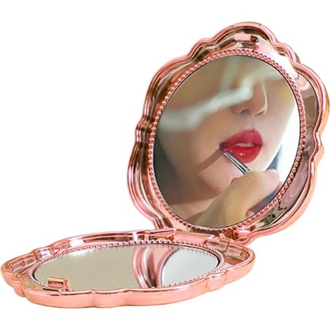 Miroir pliable en forme de fleur, double face, pour une utilisation à main levée. Mini miroir grossissant avec appareil photo intégré, idéal pour la coiffeuse et la trousse de beauté. (1/5)