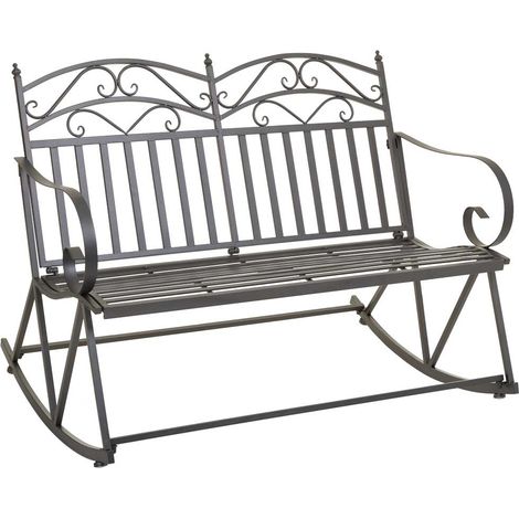 Sofa balancin de forja marrón 116x45x91h cm