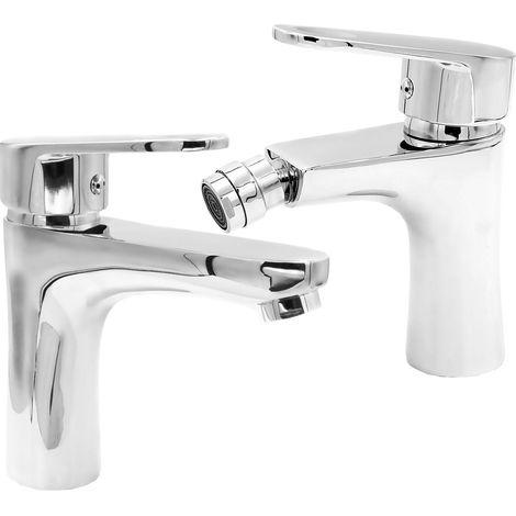Set Robinetterie Salle de Bain Granitan Cobi Chrom - Mitigeur Lavabo et Bidet - 1 Pièce (1/4)