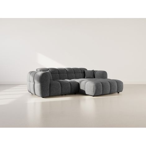 Mini ray - canapé d'angle droit 4 places en tissu texturé - gris anthracite