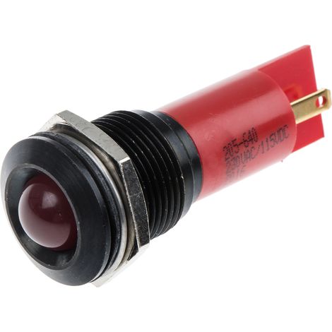 Voyant LED lumineux Rouge RS PRO, dia. 16mm, 115 V dc, 230V c.a. ( Prix pour 1 )